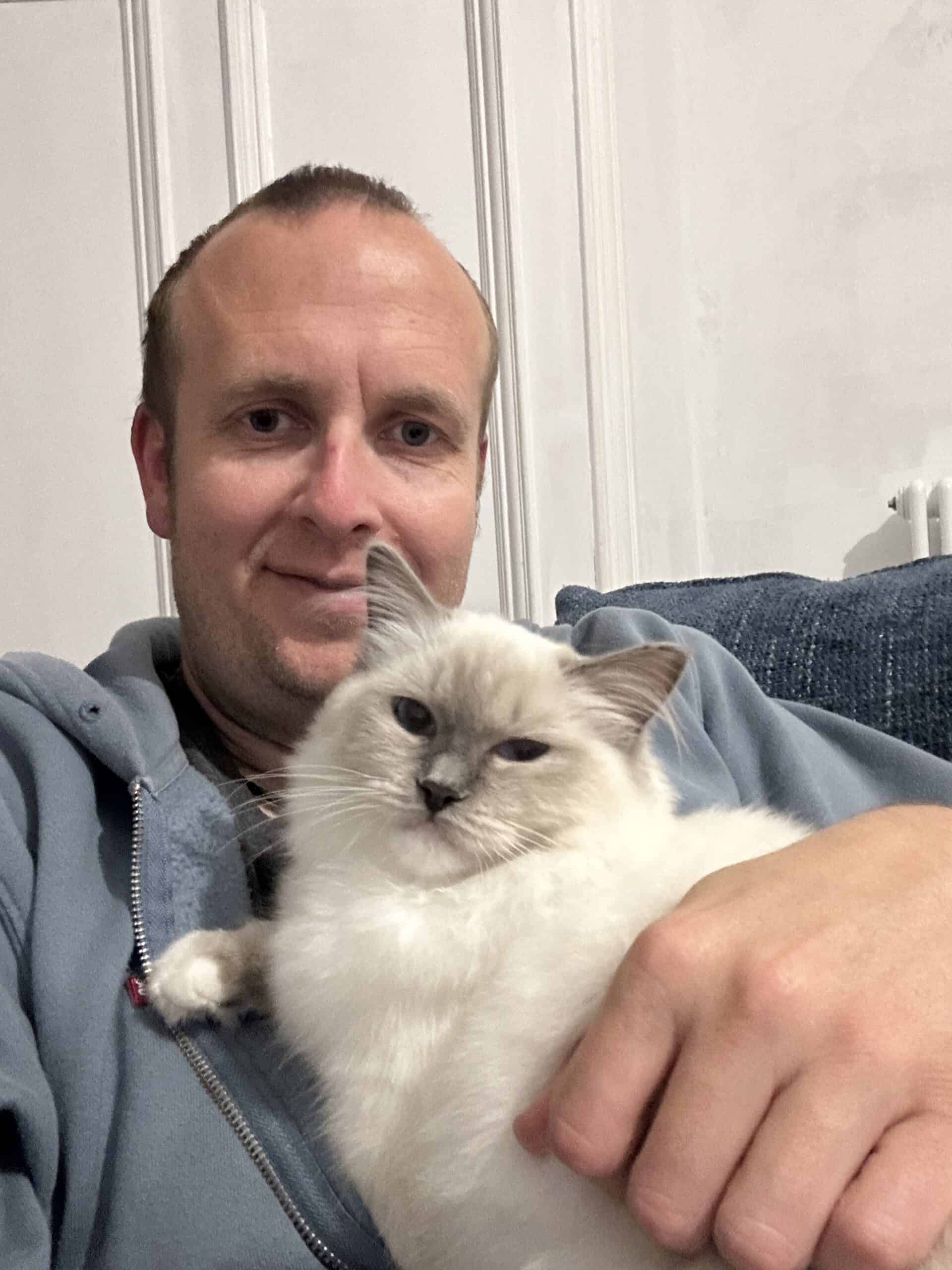 Matt and Poppy the cat